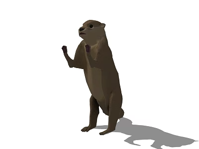 Brown Reptile Standing in Upright Posture with Visible Shadow and Natural Stance 3d model