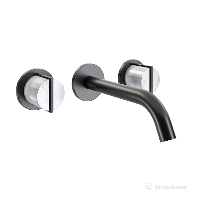 Modern Bathroom Faucet With Matte Black Finish Two Handles And Sleek Design 3d model 