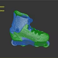 White Roller Skates With Blue Laces Buckle Strap And Multi Wheel Design 3d model