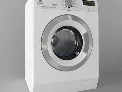 White Front Loading Washing Machine With Digital Control Panel And Sleek Design 3d model