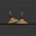 Two Golden Brass Cymbals Placed On Red Circular Pad Percussion Equipment