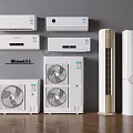 Various Types of Air Conditioners and Fans Including Wall Mounted and Floor Standing Units