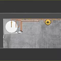Industrial Plumbing System With Brick Wall Silver Tank Yellow Valves Concrete Floor Wooden Platform