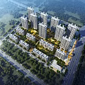 Aerial View Residential Planning With High Rise Buildings Green Spaces And Road Layouts