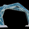Geometric Event Gateway with Colorful Transparent Polygonal Structure and Neon Lighting