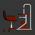 Red Office Desk with Multi Layer Shelves Metal Frame and Red Chair Black Cushion Wheels