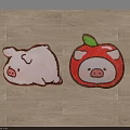 Cute Pig Shaped And Apple Pig Face Design Decorative Floor Carpets 3d model