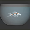 Decorative Transparent Glass Fishbowl With Blue Water And Koi Fish For Daily Living