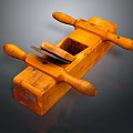 Traditional Wooden Hand Plane With Two Handles And Metal Blade For Carpentry