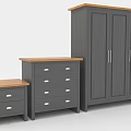 Gray And Wooden Top Home Furniture Collection Featuring Dresser Cabinet Wardrobe