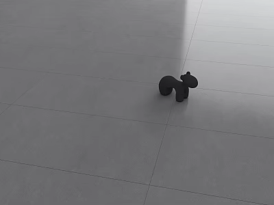 Gray Floor Tiles With Smooth Surface And Modern Design Decorative Black Sculpture 3d model