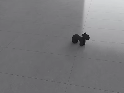 Gray Floor Tiles With Smooth Surface And Modern Design Decorative Black Sculpture 3d model