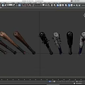 Different Style Weapon Baseball Bats Featuring Nails Blood Stains And Handle Materials 3d model