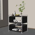 Modern Metal Frame Shelf Unit With Black Shelves For Home Decor And Storage