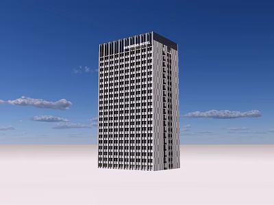 Modern High Rise Office Building With Glass Windows And Blue Sky Background 3d model