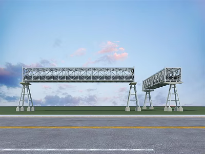 Industrial Steel Bridge Frame With Metal Support Structures And Outdoor Design 3d model