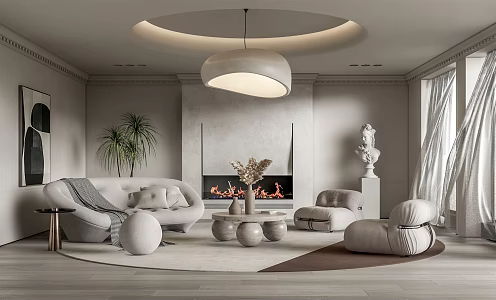 Quiet Living Room Living Room Shell Sofa Big Steel Teeth Lazy Sofa 3d model