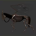 Artistic Metal Skeleton Antelope Sculpture With Tattered Cloth Wings And Rustic Details