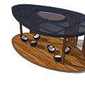 Outdoor Wooden Gazebo With Openwork Columns And Black Seats On Wooden Floor