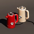 Kitchen Appliances Red And Cream Colored Electric Kettles With Silver Dials And Handles