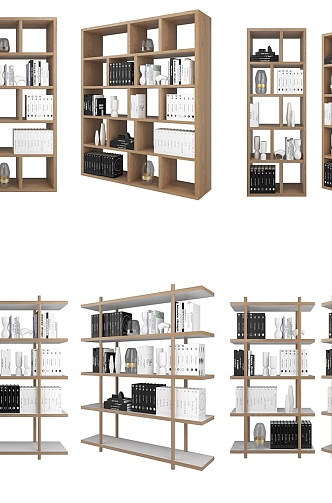 Bookcase Cabinet Storage Cabinet Bookcase Bookshelf Storage Rack Study Book Ornaments Decorations 3d model