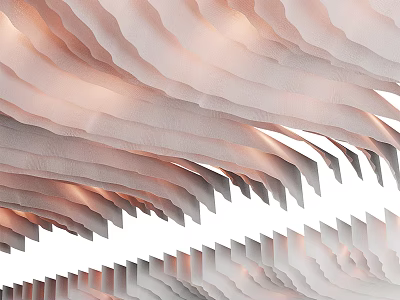 Modern Ceiling Design With Layered Wave like Panels Neutral Tones And Soft Lighting Effects 3d model