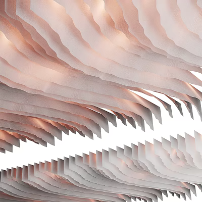 Modern Ceiling Design With Layered Wave like Panels Neutral Tones And Soft Lighting Effects 3d model