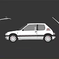 Detailed White Car Model With Open Hood Trunk And Brown Interior Seats