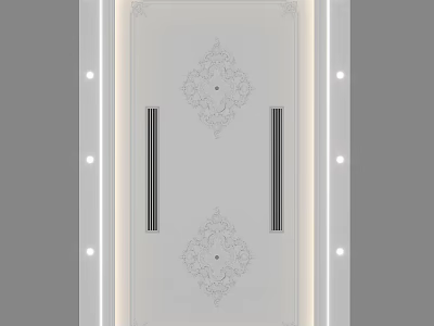 Modern Ceiling Design With Symmetric Decorative Patterns And Recessed Lights 3d model