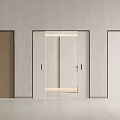 Modern Sliding Doors With Brown And White Panels And Built in Light In Sleek Interior