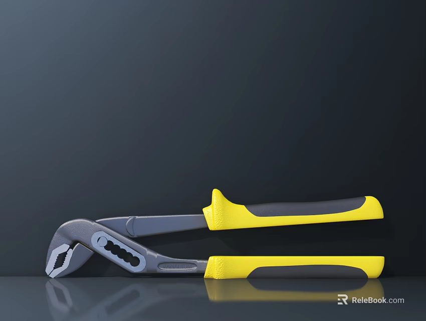 High Quality Adjustable Pliers As Essential Hardware Tool With Yellow Gray Handles 3d model 