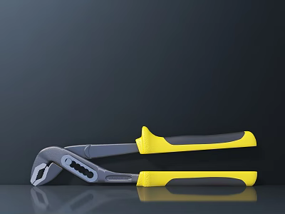 High Quality Adjustable Pliers As Essential Hardware Tool With Yellow Gray Handles 3d model