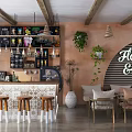 Modern Cozy Café Interior With Comfortable Chairs Wooden Tables And Hanging Lights