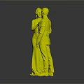 Bride and Groom in Wedding Attire Posing Close Together on Gray Background