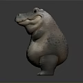 Cute Chubby Hippo Figurine With Round Body And Big Eyes Standing Upright