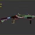 Futuristic Tactical Weapon With Black White Blue Sleek Design And Scope