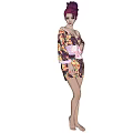 Elegant Woman Wearing Stylish Floral Pattern Dress With Pink Bow Design