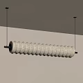 Modern Long Spiral Chandelier With White Discs And Black Hanging Frame