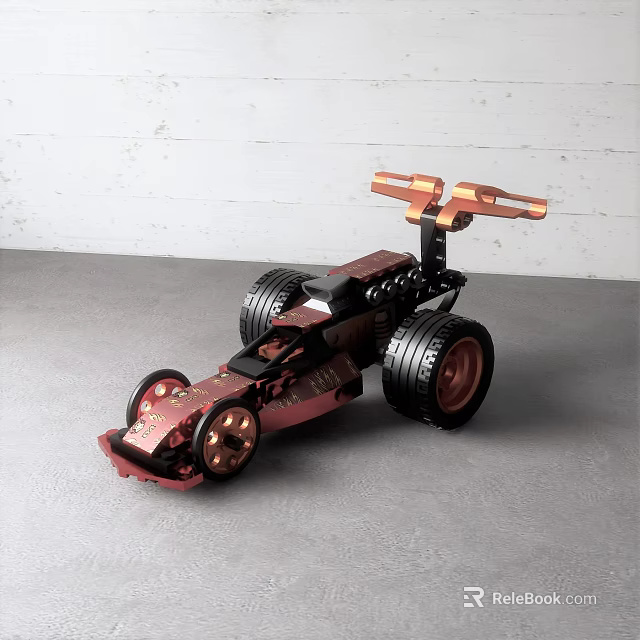 Copper Red And Black Toy Car With Large Wheels Metallic Frame And Unique Design 3d model 