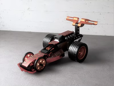 Copper Red And Black Toy Car With Large Wheels Metallic Frame And Unique Design 3d model