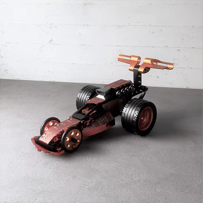 Copper Red And Black Toy Car With Large Wheels Metallic Frame And Unique Design 3d model