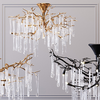 Modern crystal chandelier lightweight 3d model