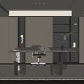 Modern Study Room Interior Design With Wooden Desk Office Chair Bookshelf And Green Plant