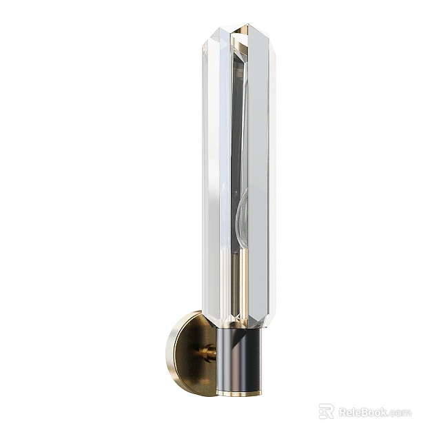 Modern Brass Wall Lamp With Transparent Glass Shade And Sleek Design For Interior Decor 3d model 