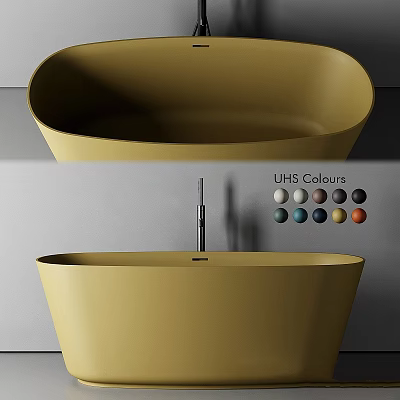 Elegant Yellow Oval Freestanding Bathtub Modern Design With UHiS Colours Options 3d model