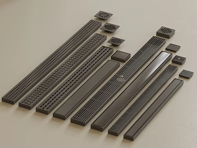 Black Vent Grilles With Various Sizes And Grid Design For Home Use 3d model