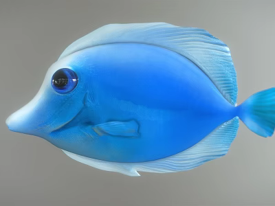 Vibrant Blue Aquatic Fish With Oval Body Black Eye And Translucent Fins 3d model