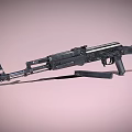 Black Rifle With Long Barrel Gun Stock Magazine On Light Brown Background