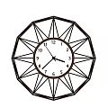 Modern Golden Geometric Wall Clock With Octagonal Frame And Radial Lines