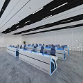 Modern Monitoring Room With Control Desks And Digital Screens